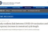 NIH, lo studio conferma legame tra vaccino covid-19 e aumento ciclo mestruale