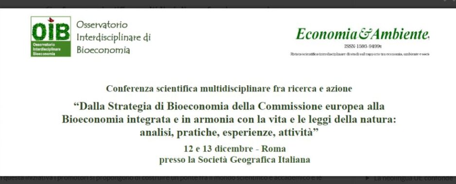 Roma, Conferenza scientifica sulle “Bioeconomie”. European Consumers APS media partner